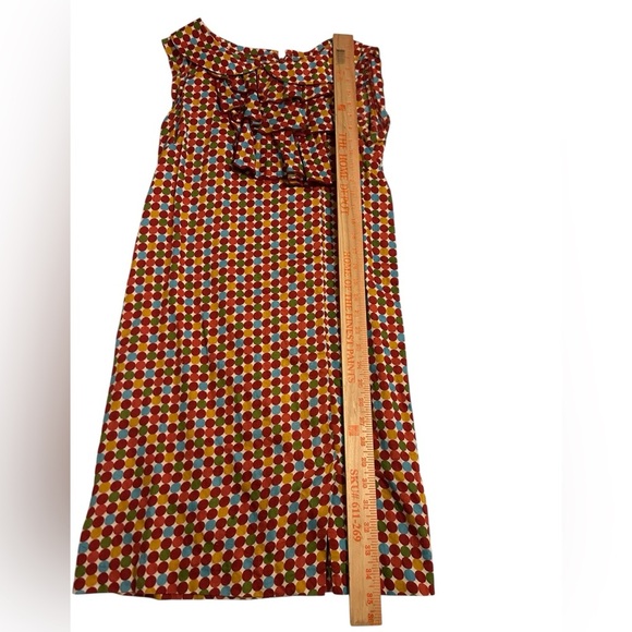 Uncle Frank Ruffled Bodice Multicolor Dot Midi Dress Belted Zip Up Back Sz Small - Picture 7 of 8